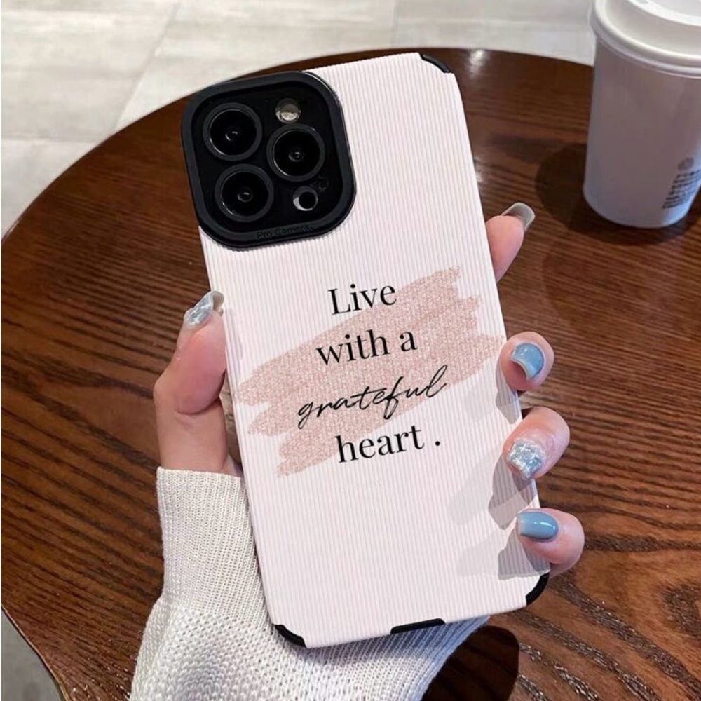 IPhone 15 Plus Phone Case Vertical  PU Leather Apricot Slogan Graphic